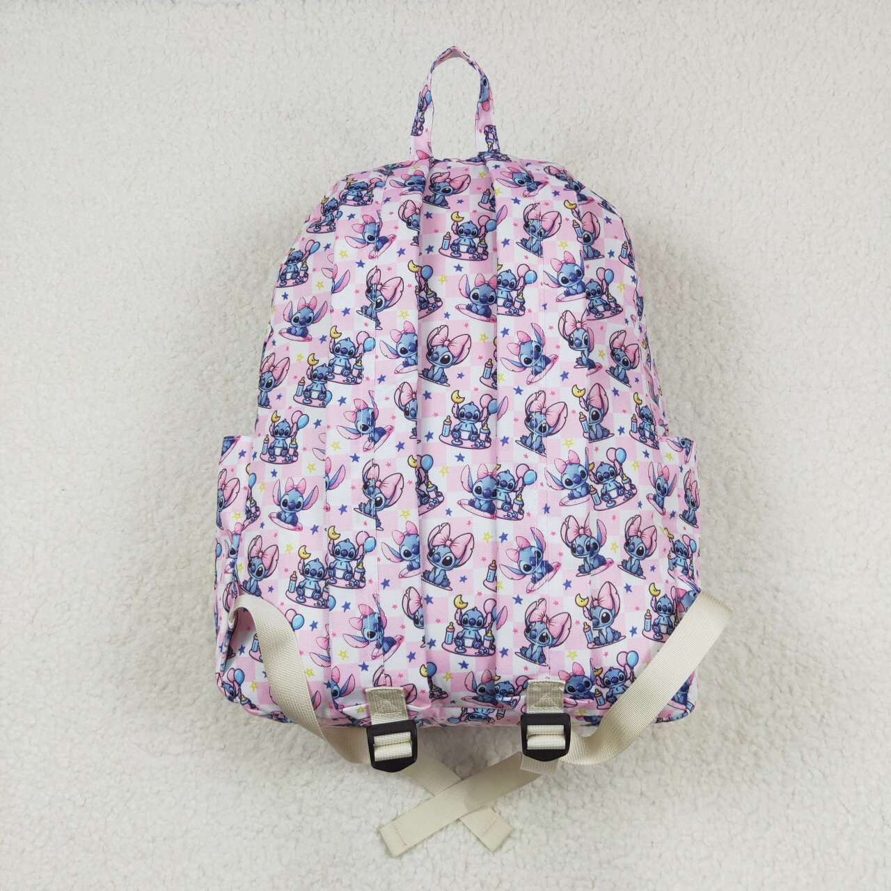 BA0182 NO MOQ Steedy Stars pink and white checkered backpack