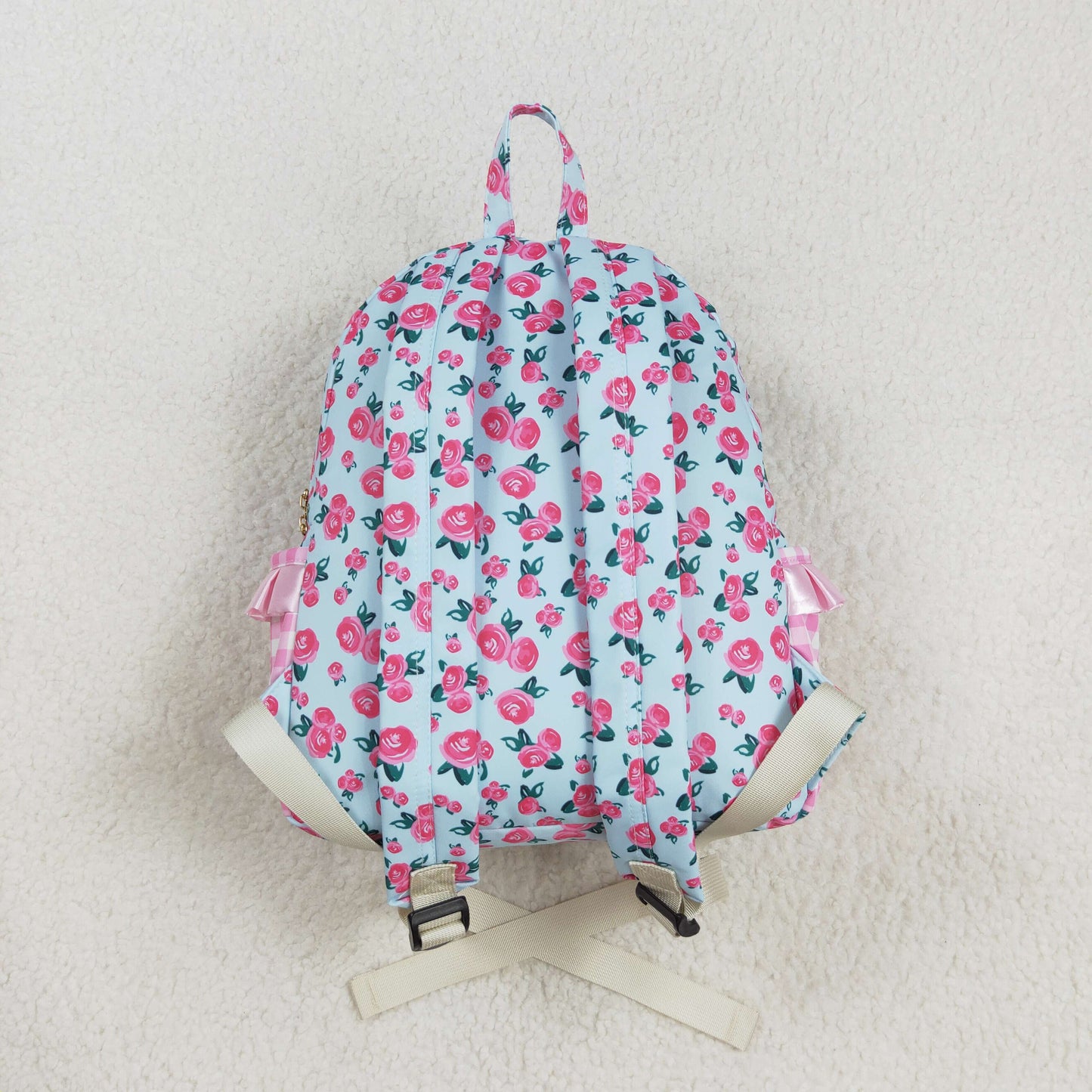 BA0217 RTS Flower Pink plaid blue Backpack