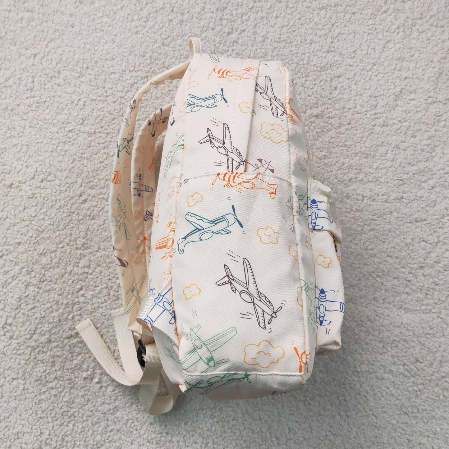 BA0220 Airplane Print Beige Backpack 5*13.5*17 inches bag  202607 RTS