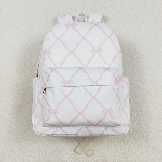 BA0225 Pink and white backpack with bow design