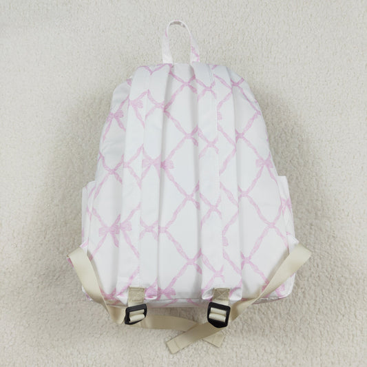 BA0225 Pink and white backpack with bow design