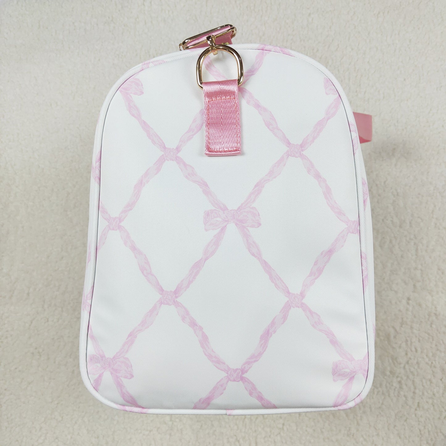 BA0226 Pink and white gym bag with bow pattern