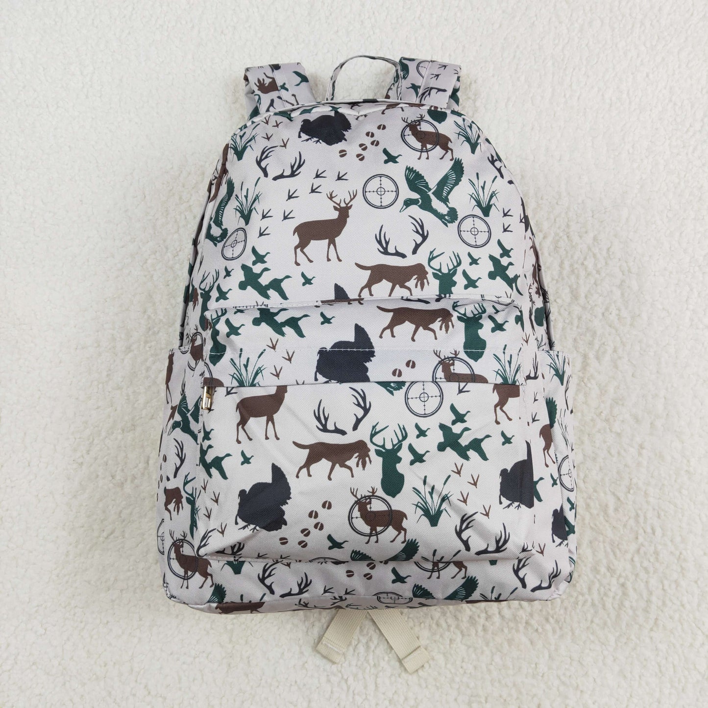 BA0231  Deer Duck Hunting White Backpack PU Leather 5*13.5*17 inches Bag RTS 202509