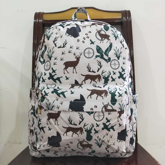 BA0231  Deer Duck Hunting White Backpack PU Leather 5*13.5*17 inches Bag RTS 202509