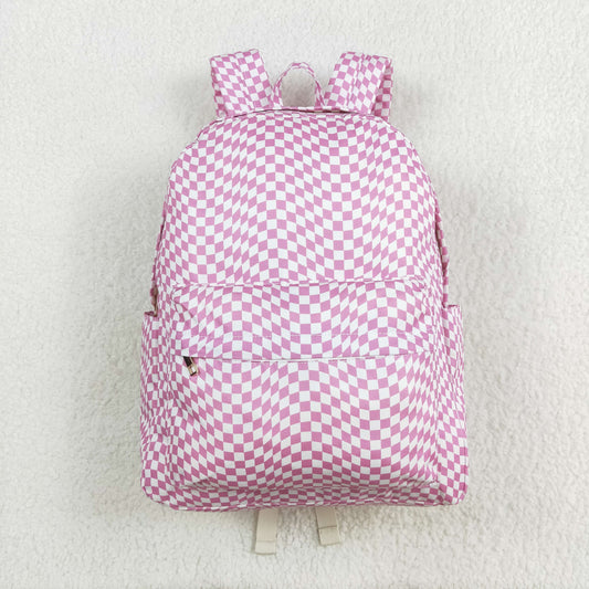 BA0245 Pink and white irregular check backpack high quality