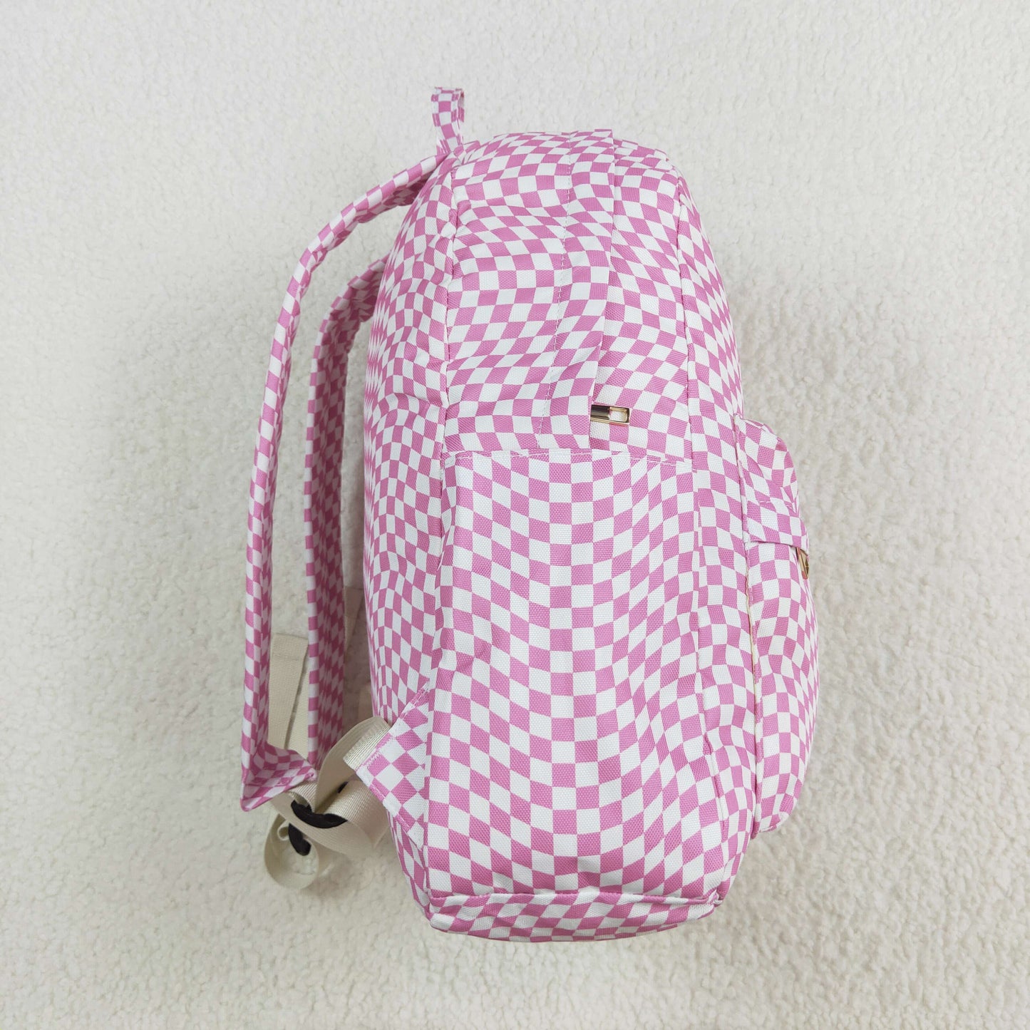 BA0245 Pink and white irregular check backpack high quality