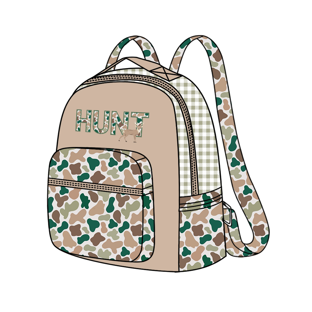 Preorder BA0267 hunt elk camo plaid brown backpack