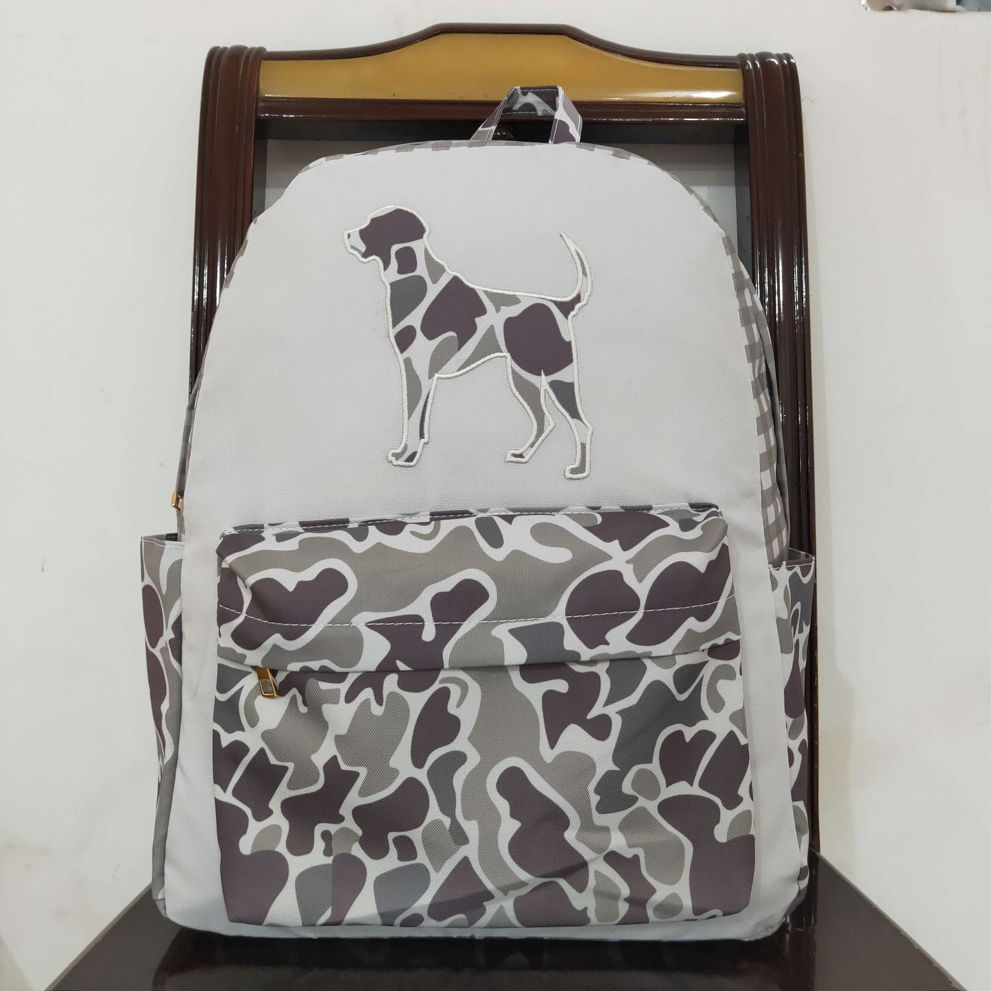 BA0268 high quality dog camo grey backpack RTS Ship from US Local Warehouse