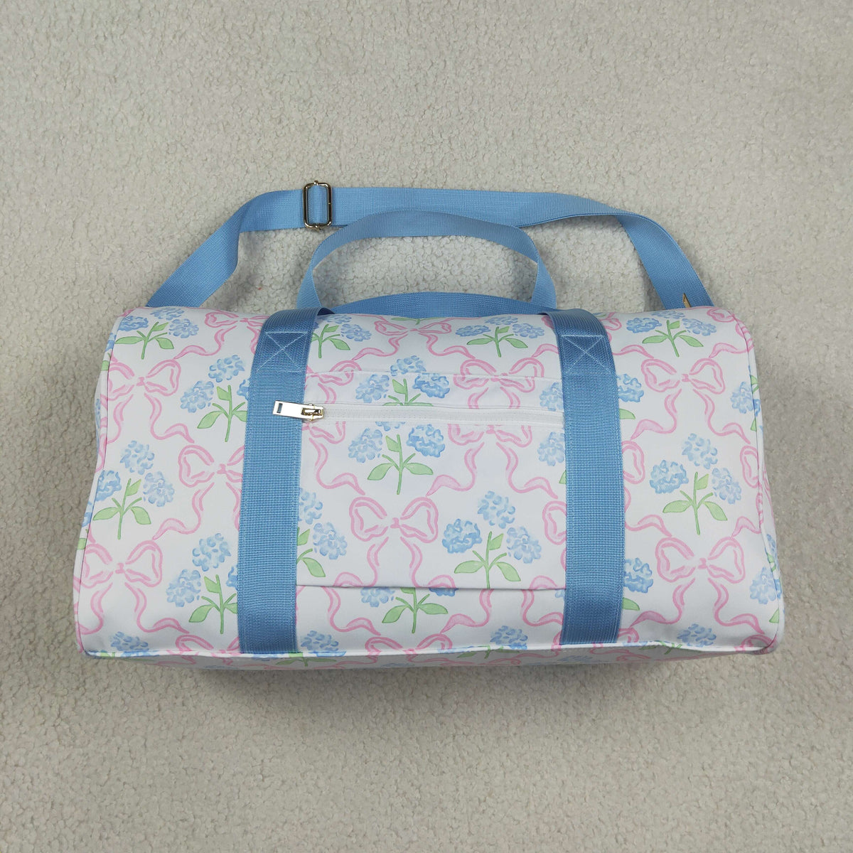 BA0294 Flower Bows Blue Ruffles Duffle Bag