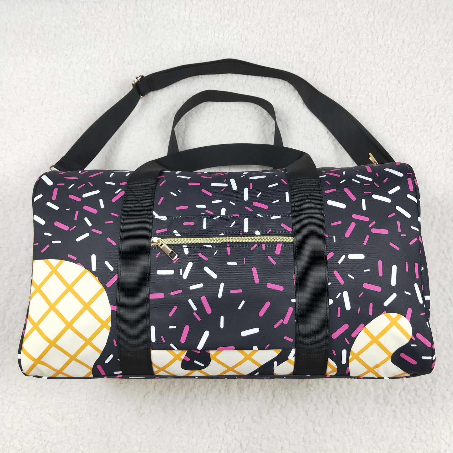 BA0303 Black Fireworks Plaid Boutique Travel Bag handbag 7.9*18.5*11.2 inches RTS Ship from US Local Warehouse