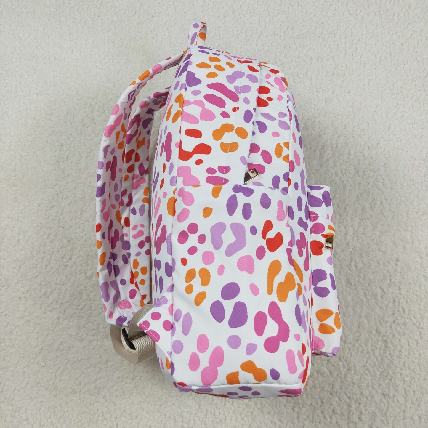 BA0307  Pink Purple Leopard Ruffle Backpack 5*13.5*17 inches 202507 RTS