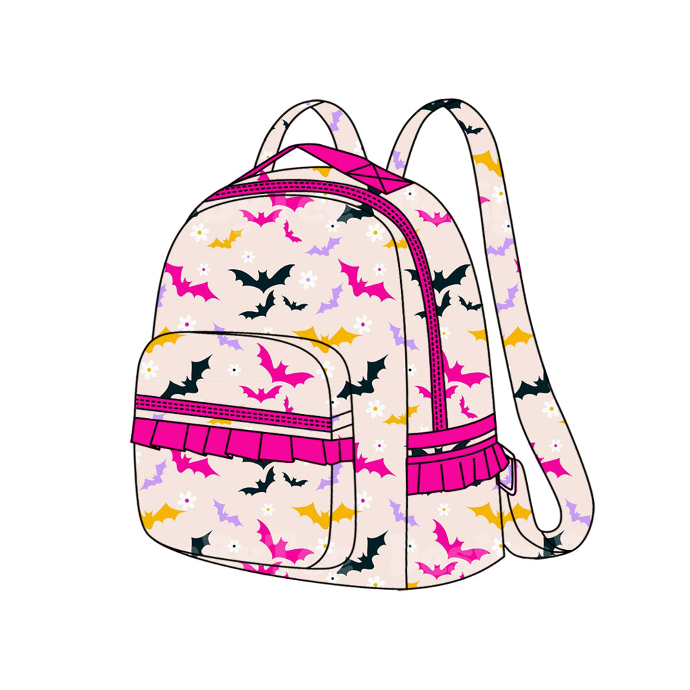 Preorder BA0318 Halloween Bat Flower Rose Red Ruffle  Backpack  202505