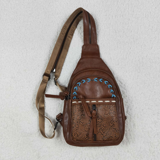 BA0330 Yellow-Brown Western Crossbody Leather Bag 202507 RTS Free Shipping Over 2 KG