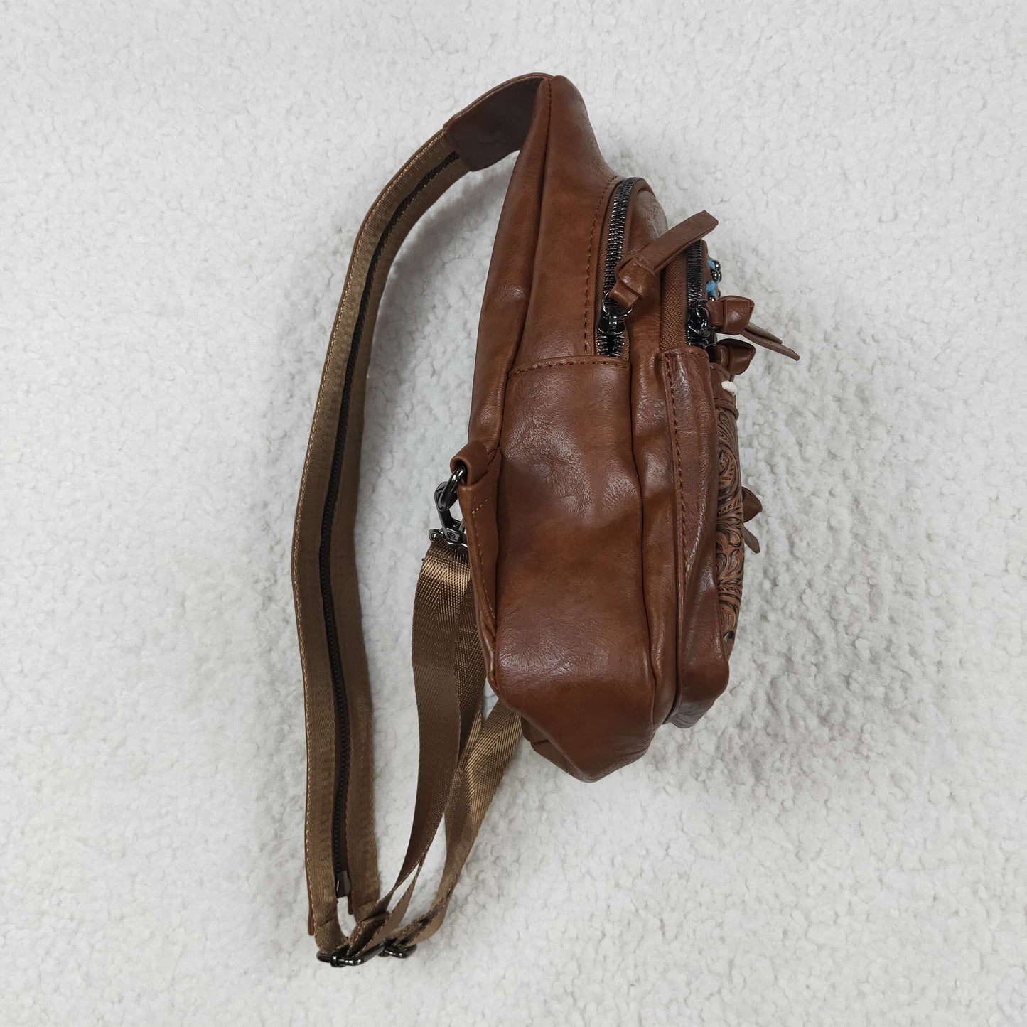 BA0330 Yellow-Brown Western Crossbody Leather Bag 202507 RTS Free Shipping Over $100