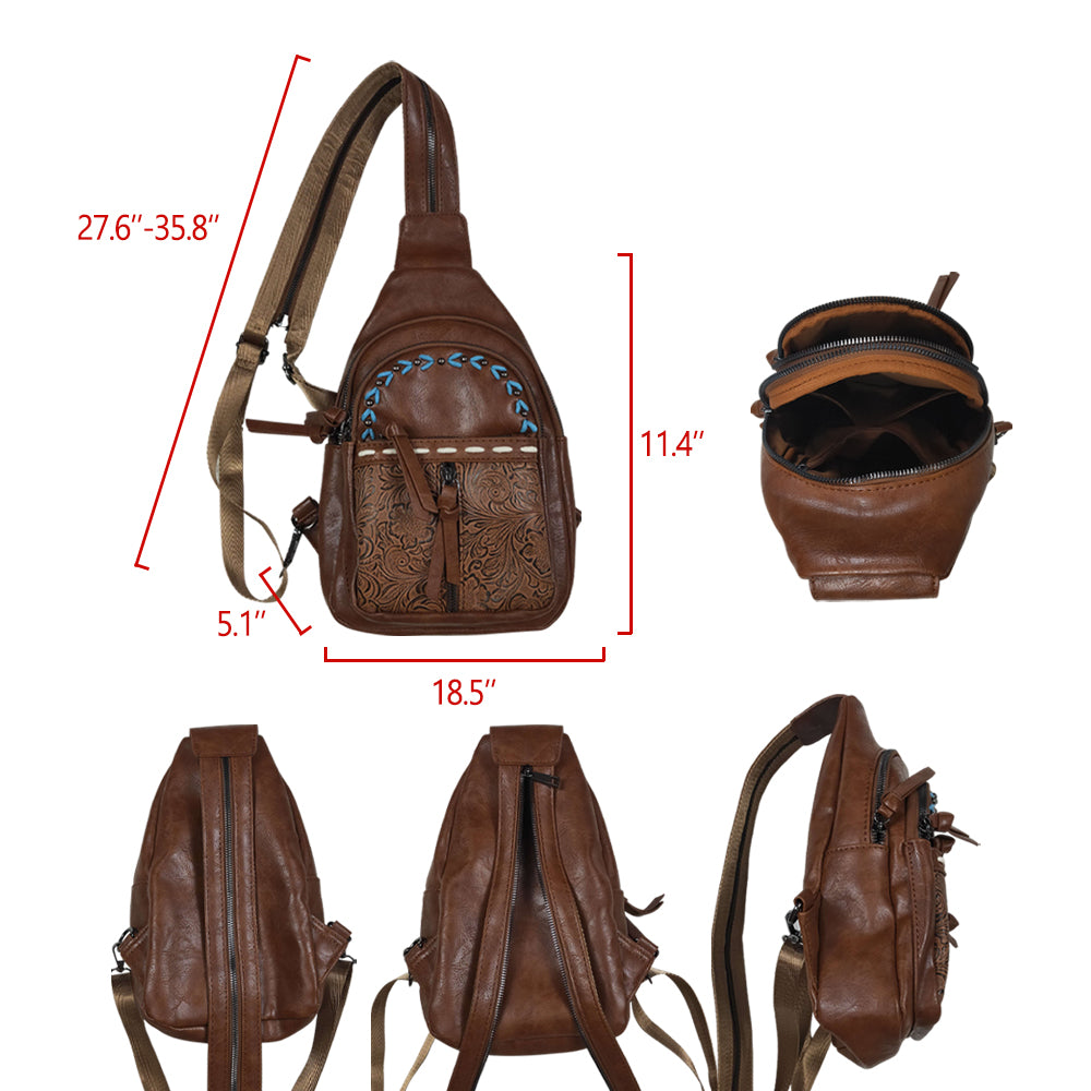 BA0330 Yellow-Brown Western Crossbody Leather Bag 202507 RTS Free Shipping Over $100
