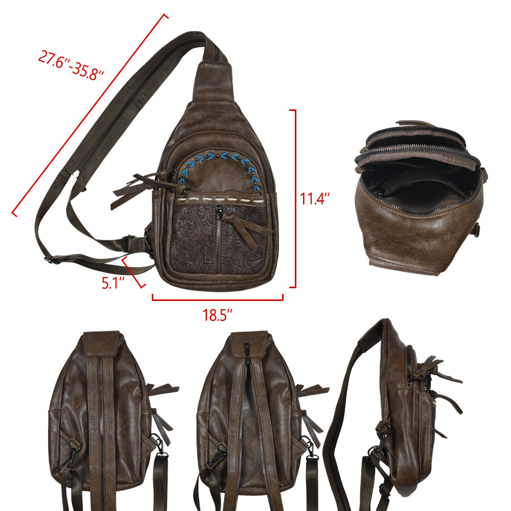 BA0331 Dark Brown Western Crossbody Leather Bag 202507 RTS Free Shipping Over $100