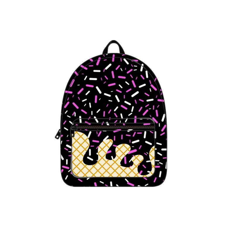Preorder BA0334 Waffle Ice Cream Black Backpack 202507
