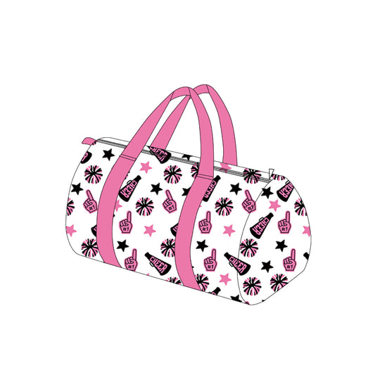 Preorder BA0371 Cheer Fireworks Black Pink Gym Bag Boutique Travel Handbag 7.9*18.5*11.2 inches 202508