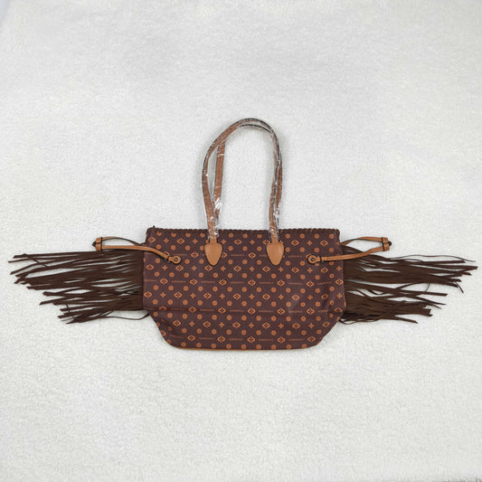 BA0374  High Quality Sapphire Flower Alphabet Pattern Tassels Brown Armpit Bag 202508 RTS Free Shipping Over 2 KG