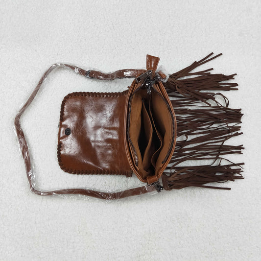 BA0375 High Quality Ink Pattern Brown Tassel Leather Shoulder Bag 202509 RTS Free Shipping Over $100