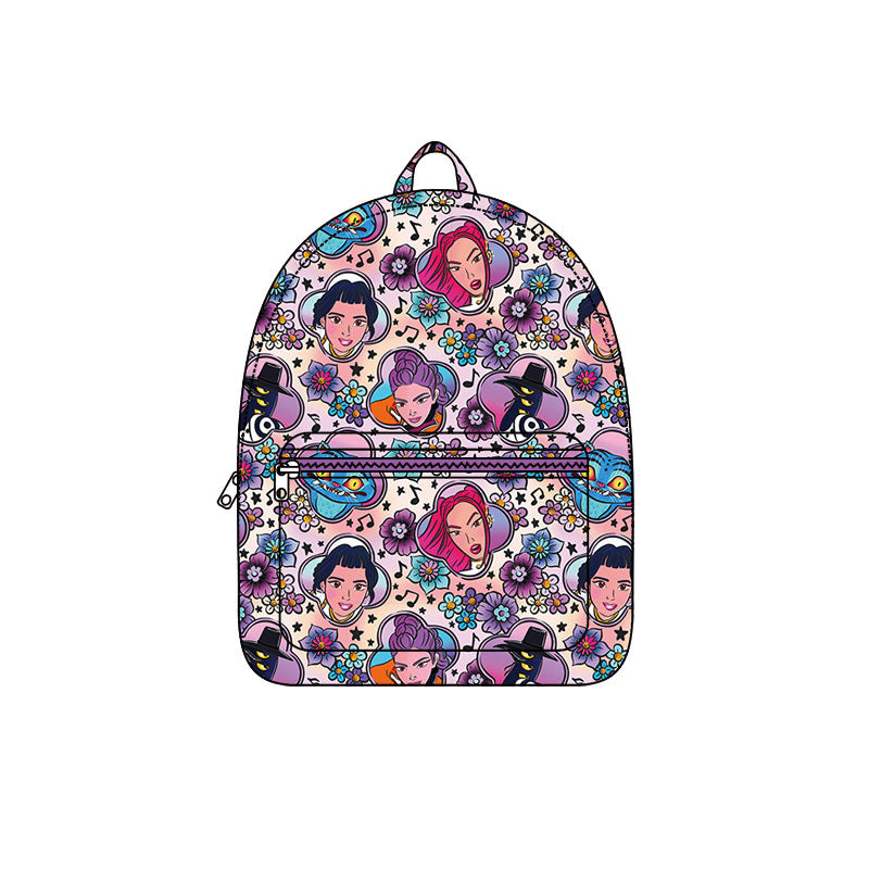 MOQ 5 PCS Preorder BA0384 K-POP Floral Music Cartoon Purple Backpack 202512