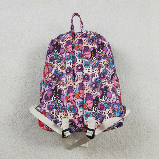 BA0384 K-POP Floral Music Cartoon Purple Backpack 202601 RTS