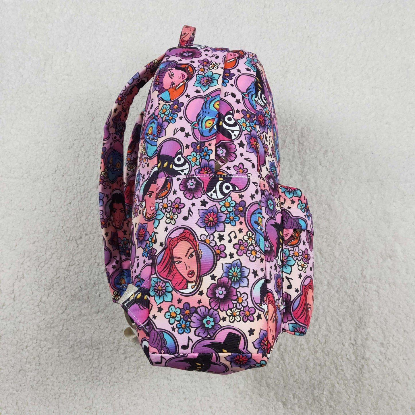 BA0384 K-POP Floral Music Cartoon Purple Backpack 202601 RTS