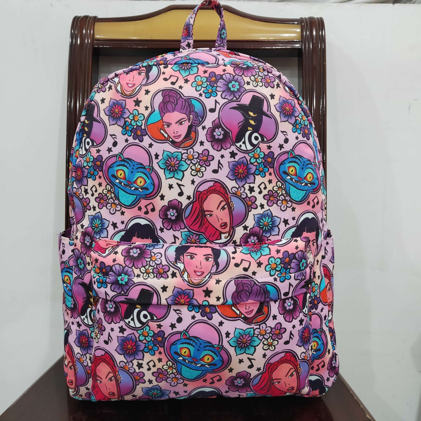BA0384 K-POP Floral Music Cartoon Purple Backpack 202601 RTS