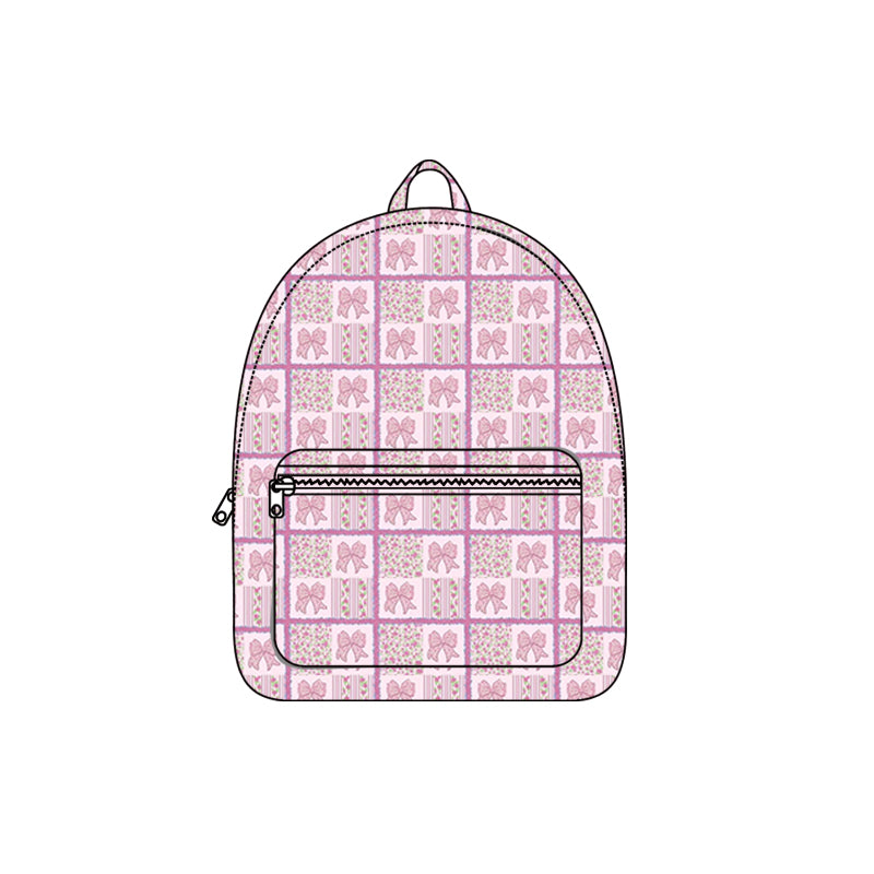 MOQ 5 PCS Preorder BA0391 Pink Bows Flower Plaid Backpack 202512