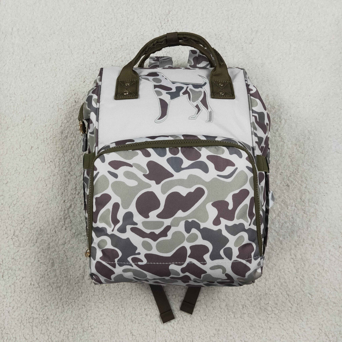 BA0403 Embroidery Hunting Dog Camo Diaper Bag Backpack