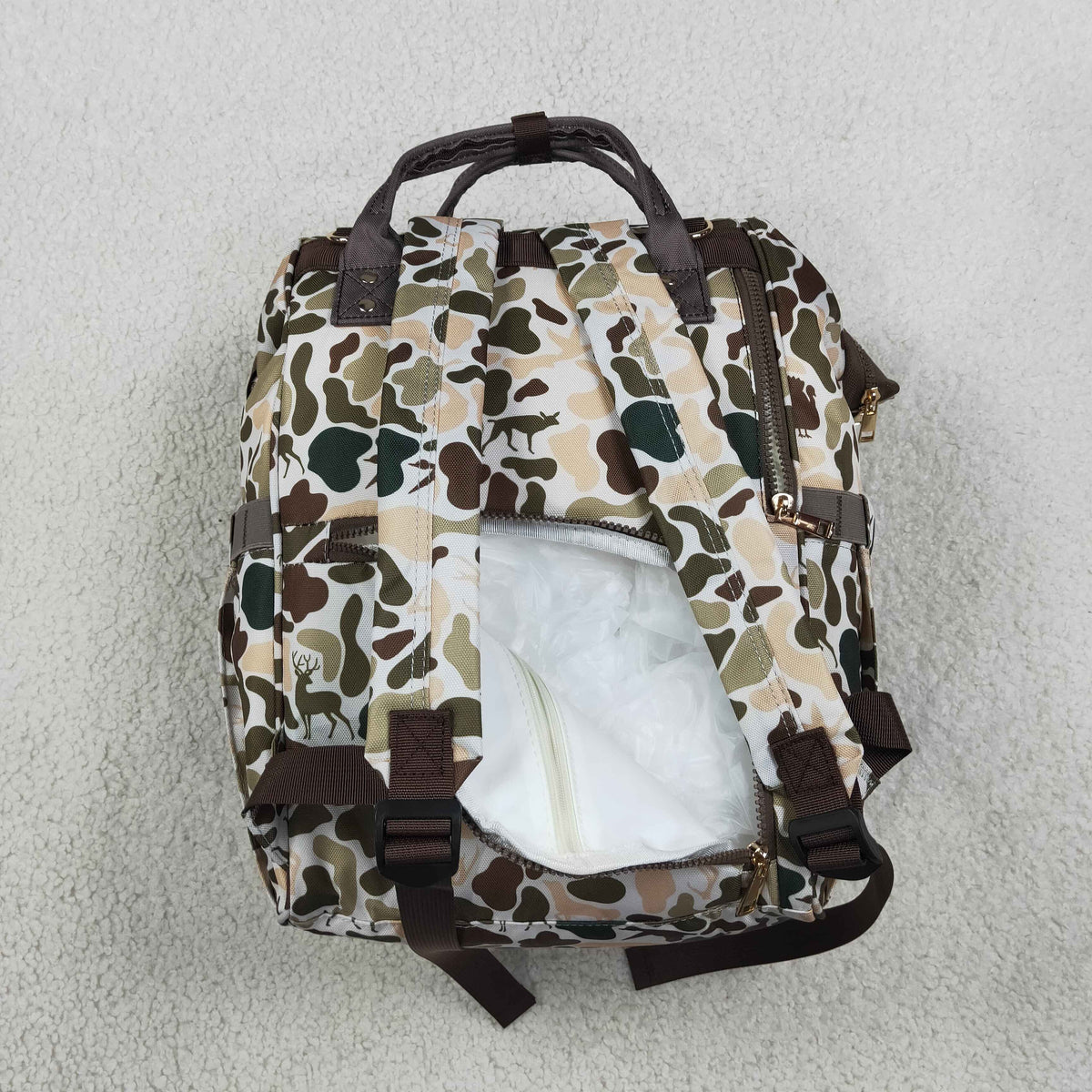BA0407 Hunting Camo Dog Diaper Bag Backpack