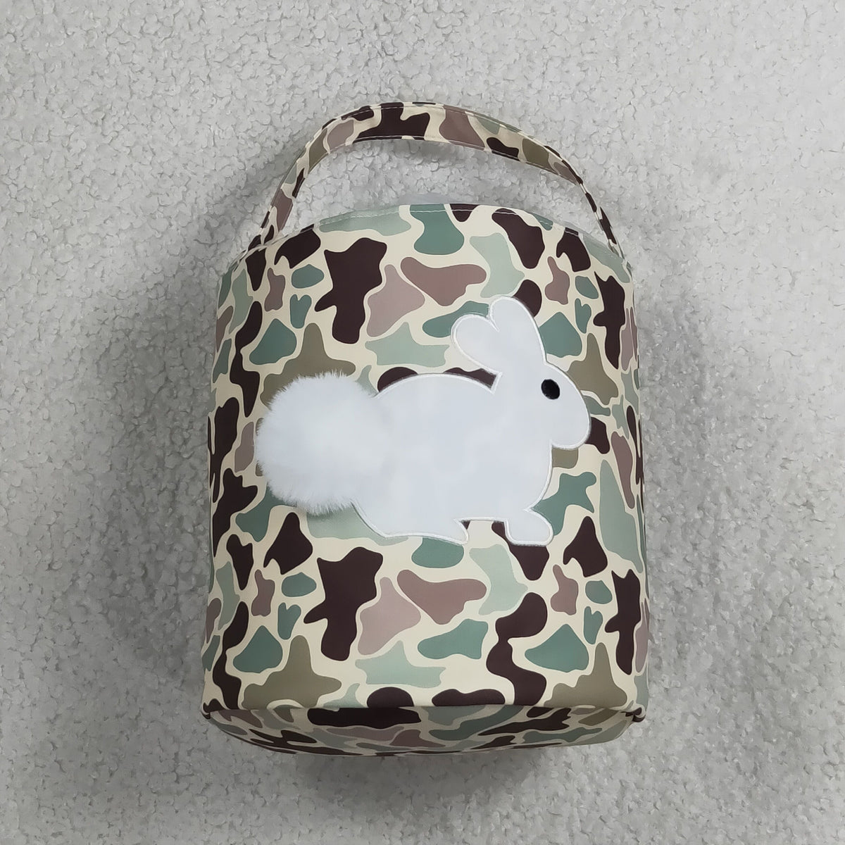 BA0465 Embroidery Easter Rabbit Camo Basket Handbag Bag