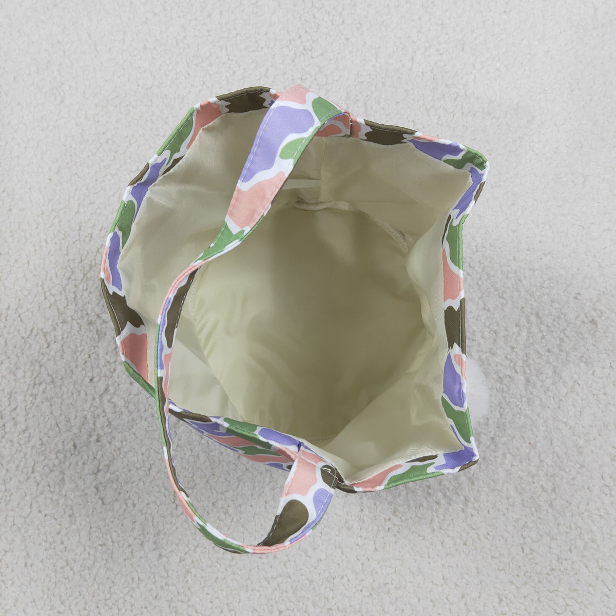 BA0467 Embroidery Easter Rabbit Camo Basket Handbag Bag