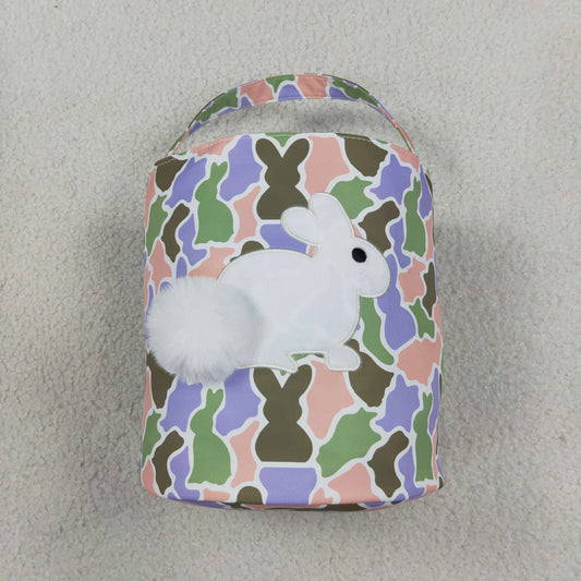 BA0467 Embroidery Easter Rabbit Camo Basket Handbag Bag