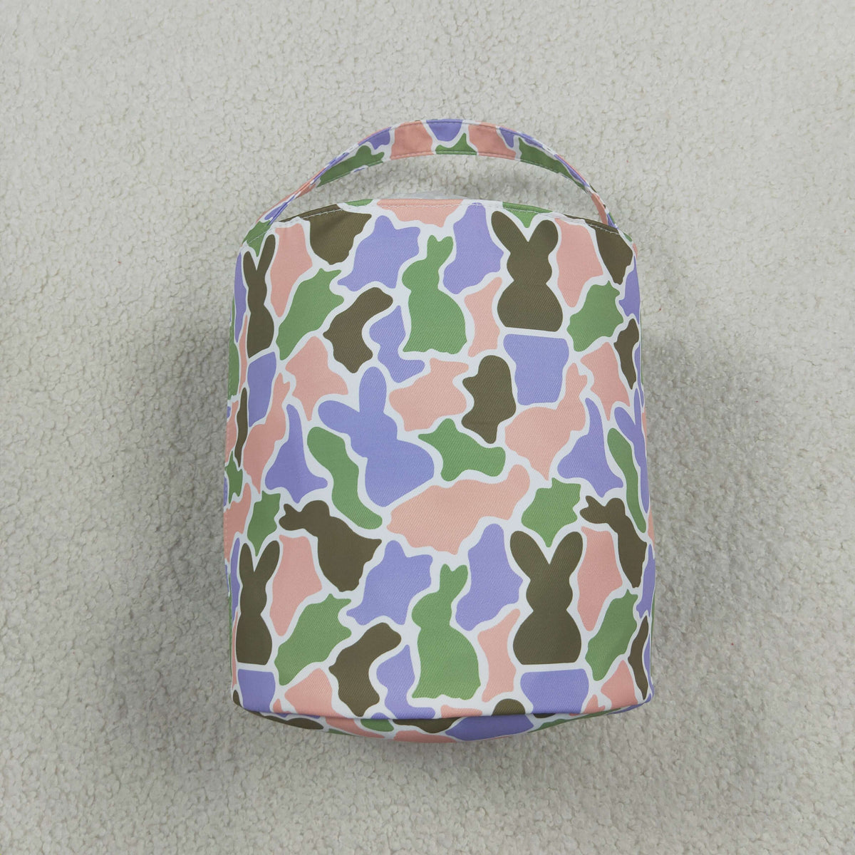 BA0467 Embroidery Easter Rabbit Camo Basket Handbag Bag