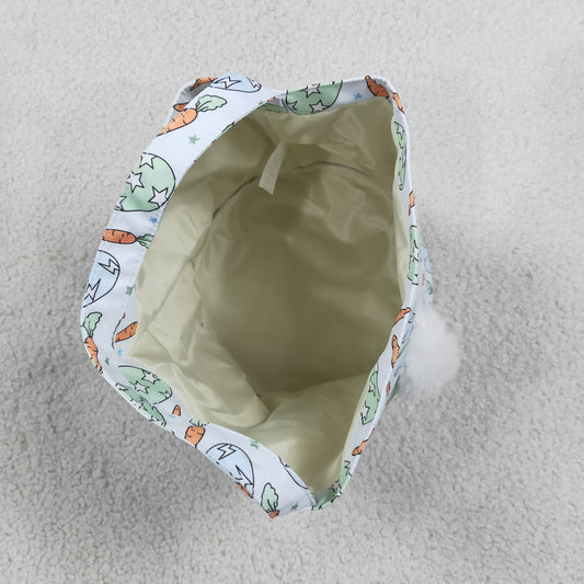 BA0468 Embroidery Easter Rabbit Eggs Carrots Basket Handbag Bag