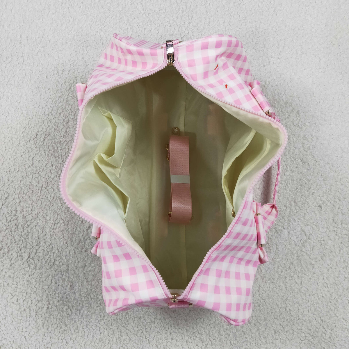 BA0469 Plaid Pink Ruffles Duffle Bag