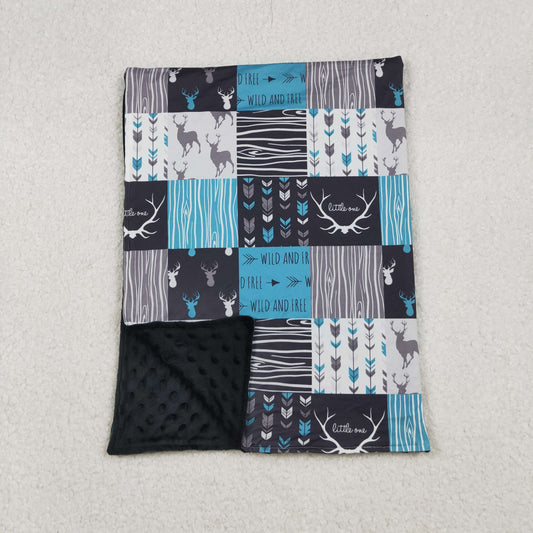 BL0074 Deer Hunting Plaid Black Baby Blankets 29-43 inches  202510 RTS
