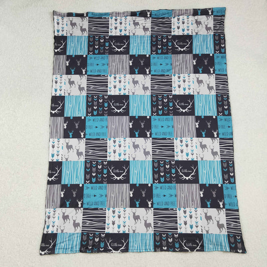 BL0074 Deer Hunting Plaid Black Baby Blankets 29-43 inches  202510 RTS