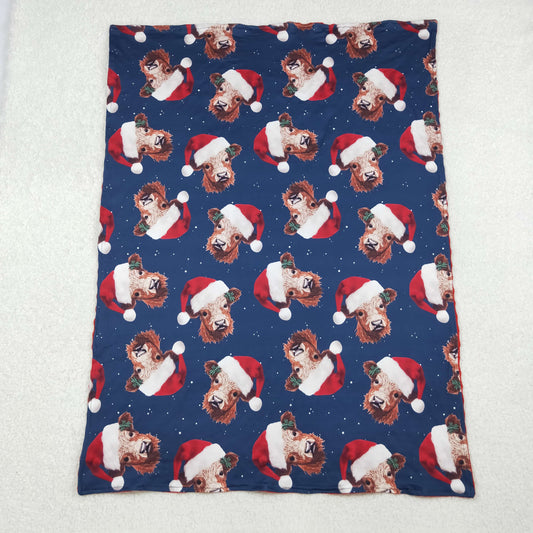 BL0088 Christmas Hat Cow Red Blue Boutique Baby Blanket 29-43 inches 202510 RTS