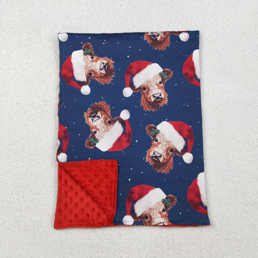 BL0088 Christmas Hat Cow Red Blue Boutique Baby Blanket 29-43 inches 202510 RTS