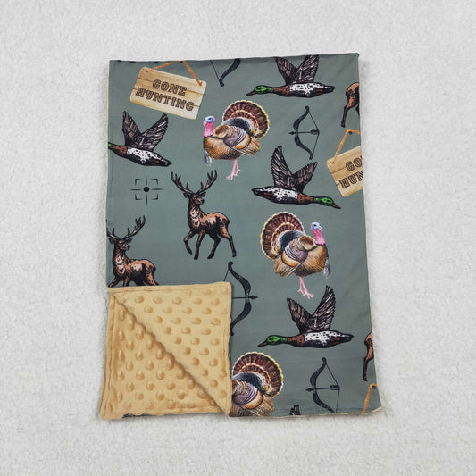 BL0151  Gone Hunting Turkey Duck Deer 29-43 inches Green Baby Blankets Wholesale 202510 RTS