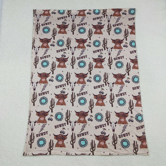 BL0153 howdy Gem Cactus Alpine Cow Head Brown Baby Blanket  29*43 inches