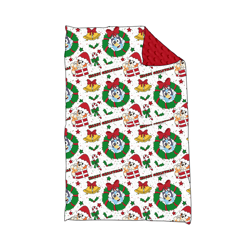 Preorder BL0159 merry christmas bluey Bells Red and White baby Blankets High quality wholesale