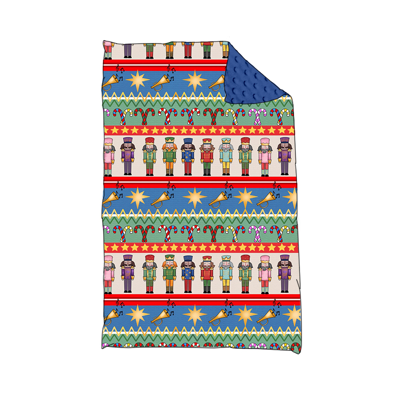 Preorder BL0160 Christmas Nutcracker Blue baby blanket High quality wholesale