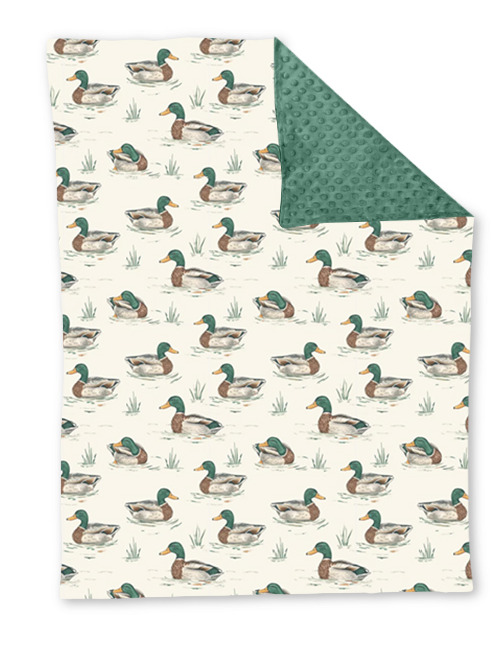 Preorder BL0166 Duck light beige green baby blanket