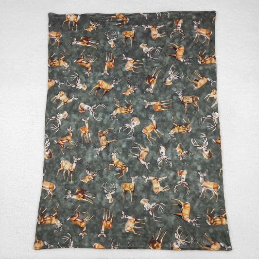 BL0168 Brown and green elk baby blanket