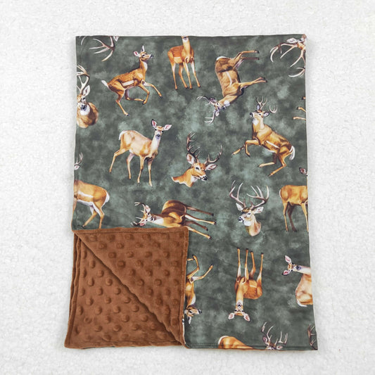 BL0168 Brown and green elk baby blanket