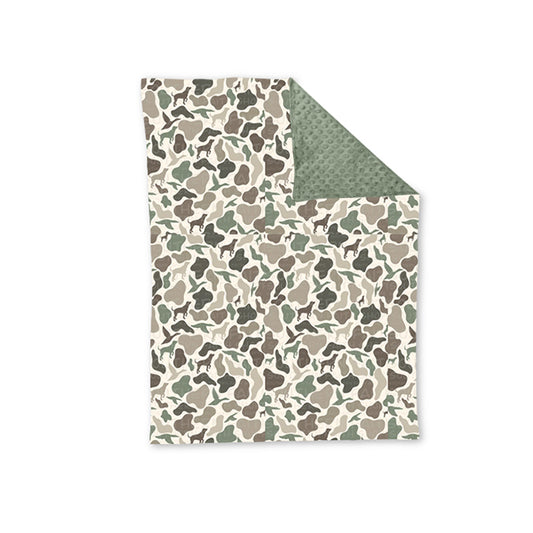 Preorder BL0169 Duck puppy camouflage rice green baby blanket