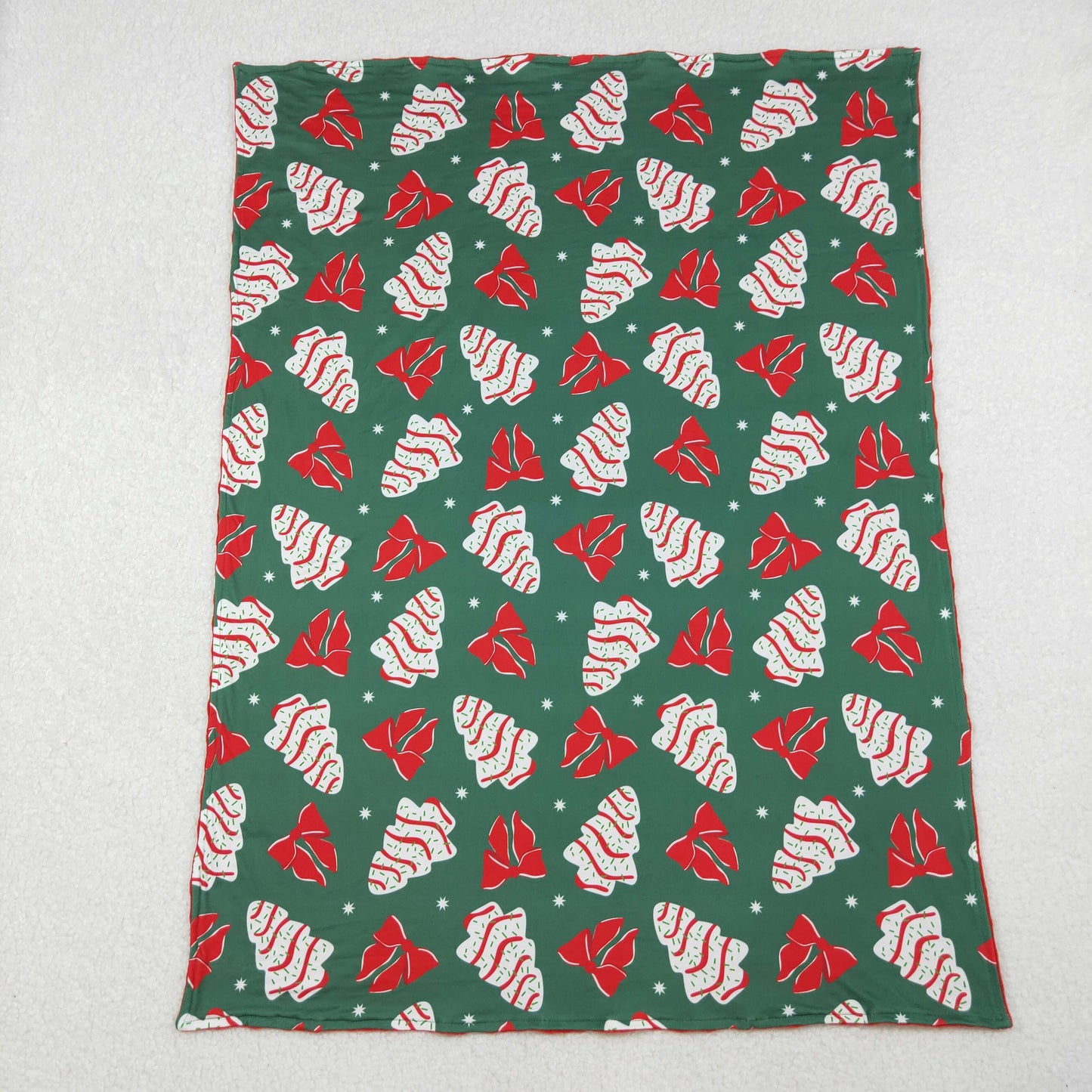 BL0172 Christmas Cookie Bow Pattern Red Green Baby Blanket 29-43 inches 202510 RTS